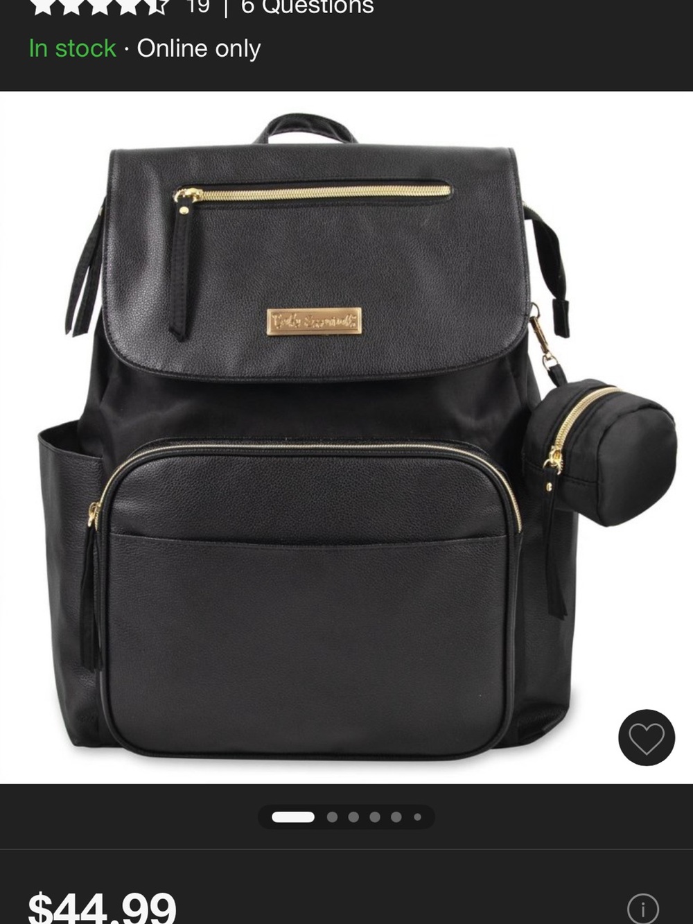Baby Essentials black leather diaper bag